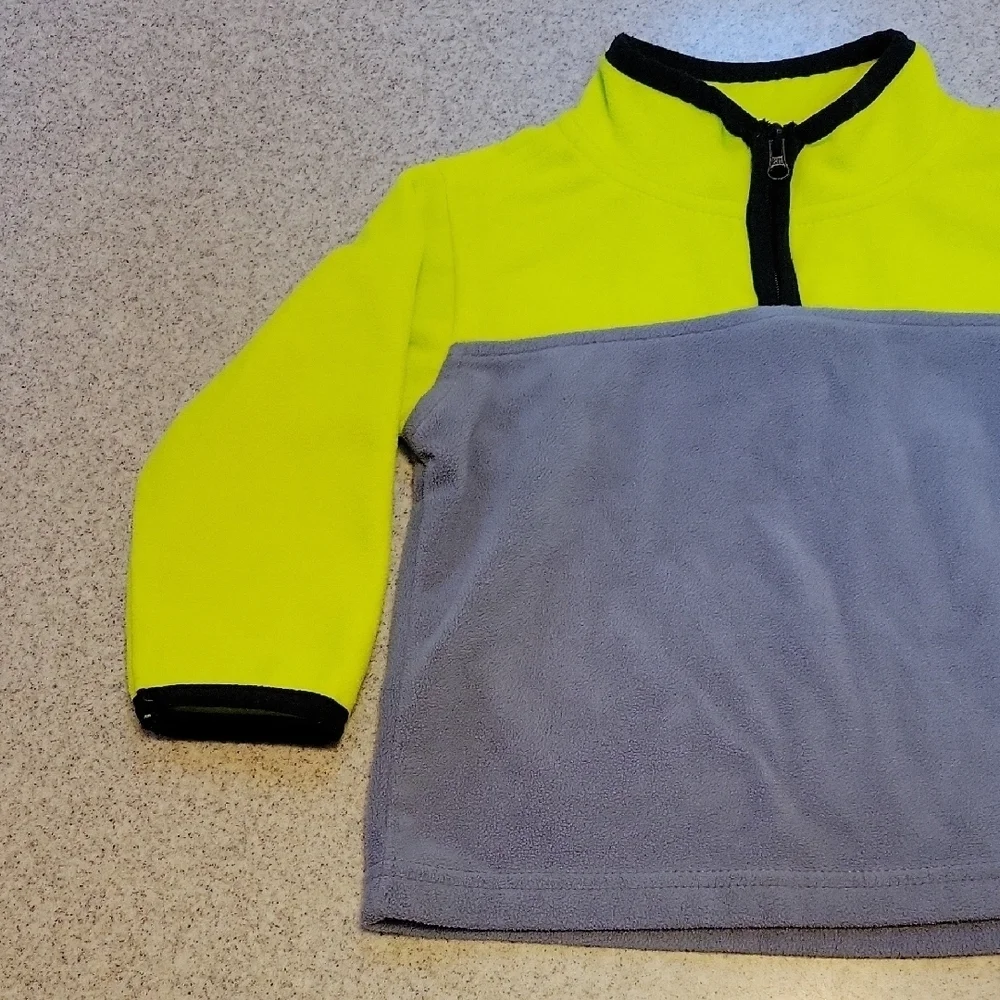 OshKosh B'gosh Neon Yellow and Gray Fleece Sweater Size 18 Months